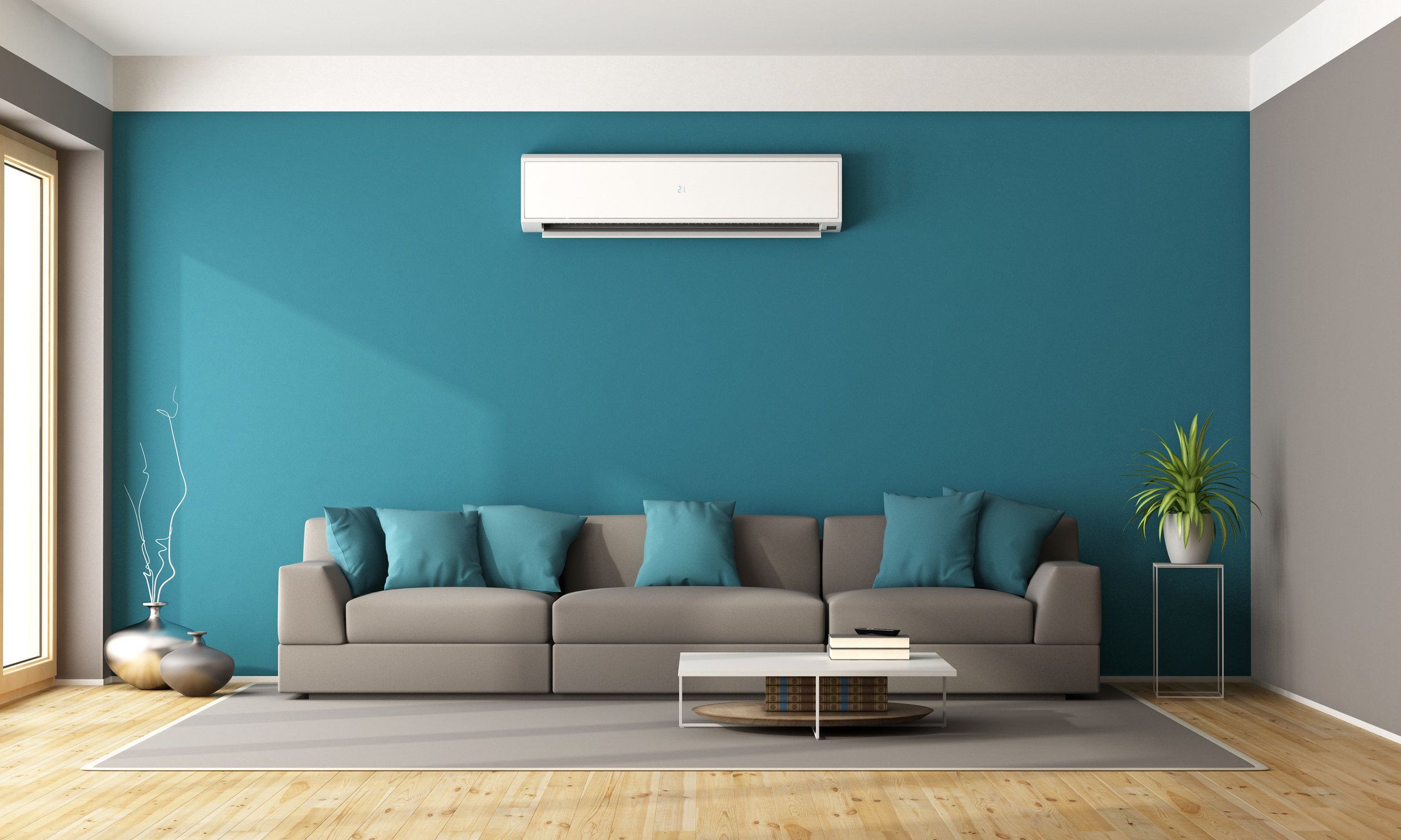 a photo of a room with a smart AC unit.