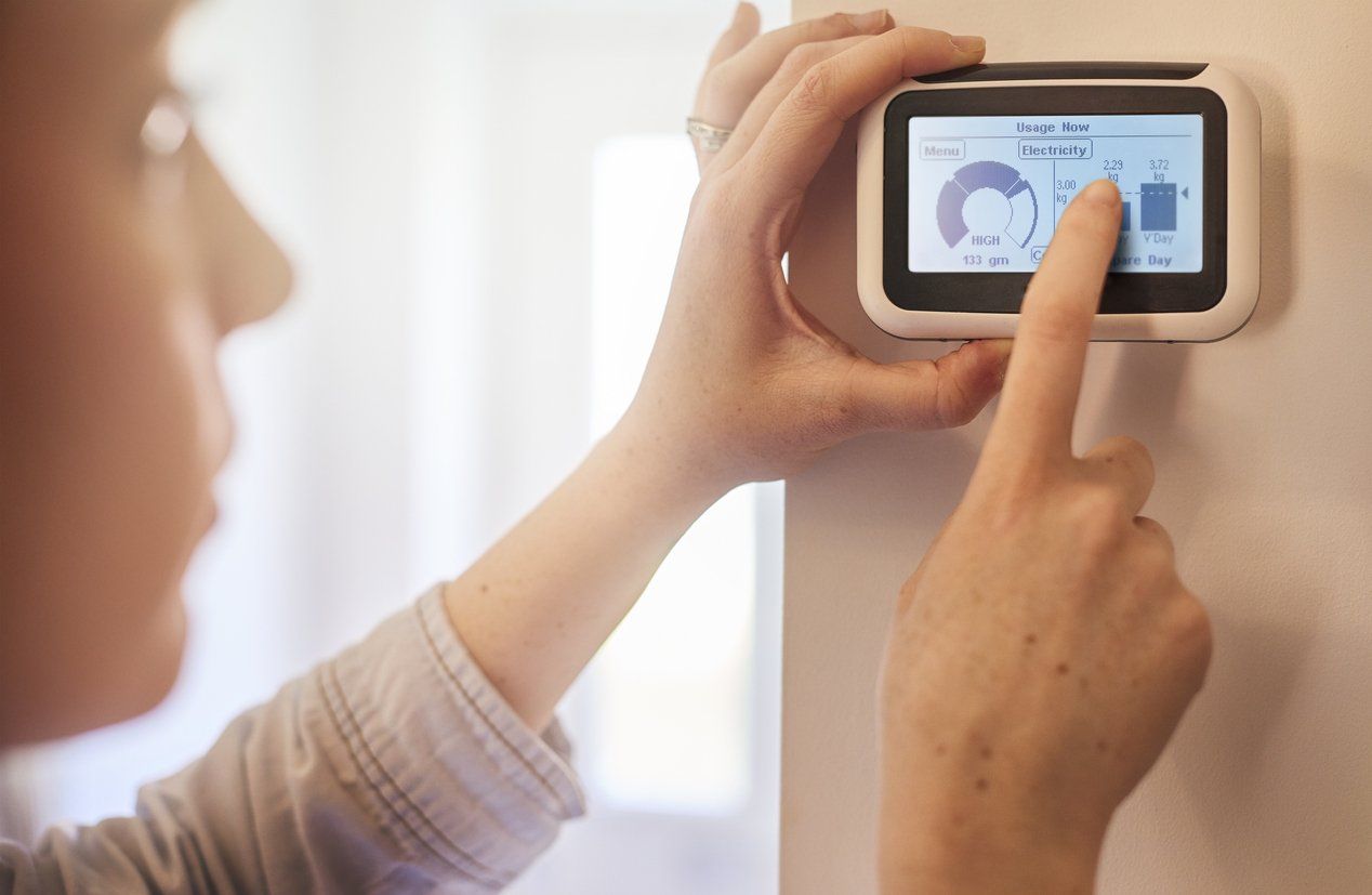 Checking energy consumption stock photo
