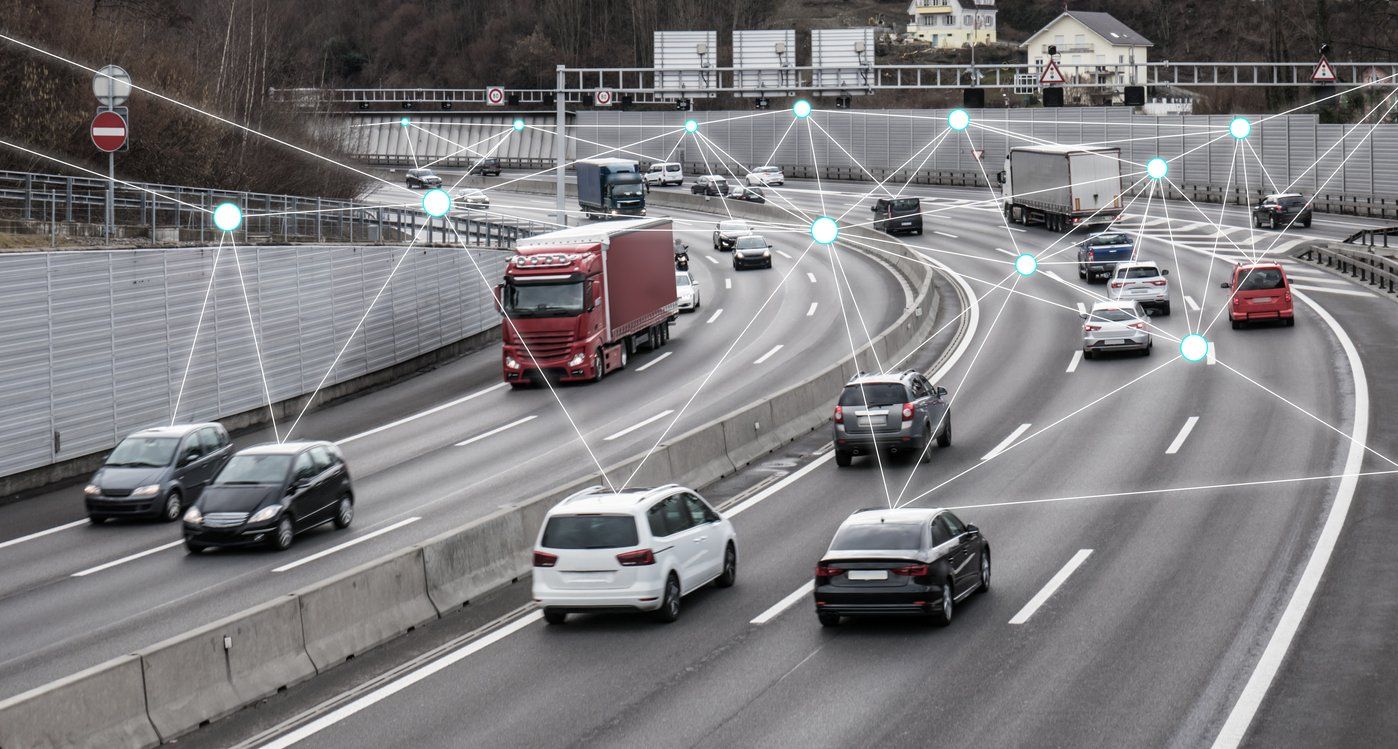 a photo of autonomous vehicles on the road