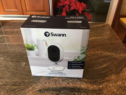 Swann Alert Indoor Security Camera on a counter