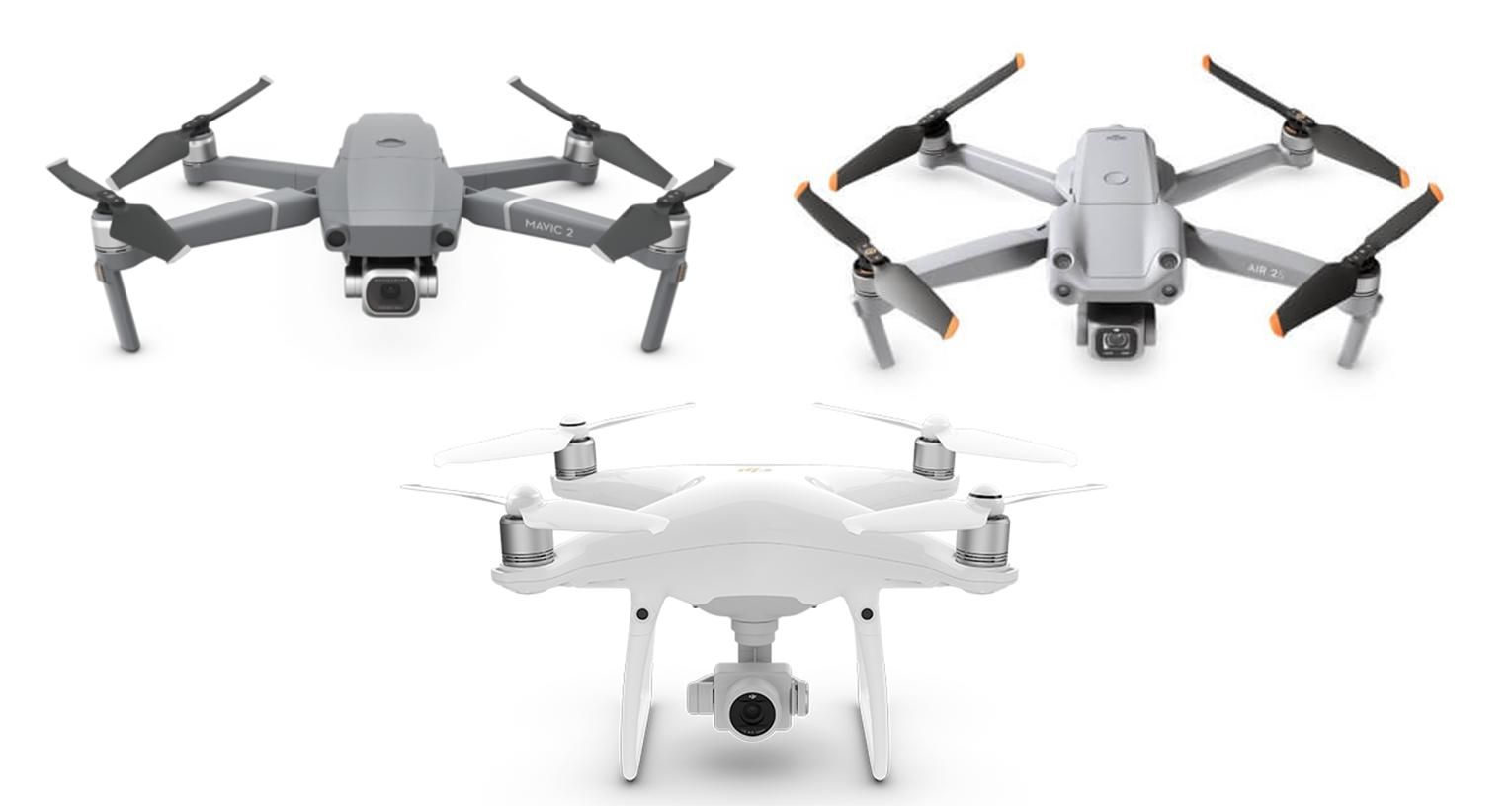 The DJI Mavic 2 Pro, Phantom 4 Pro V2.0 and Air 2S​