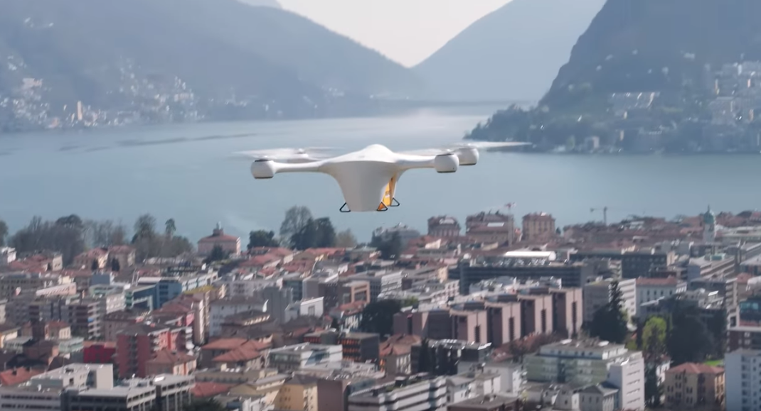 Photo of a Swiss Post delivery drone