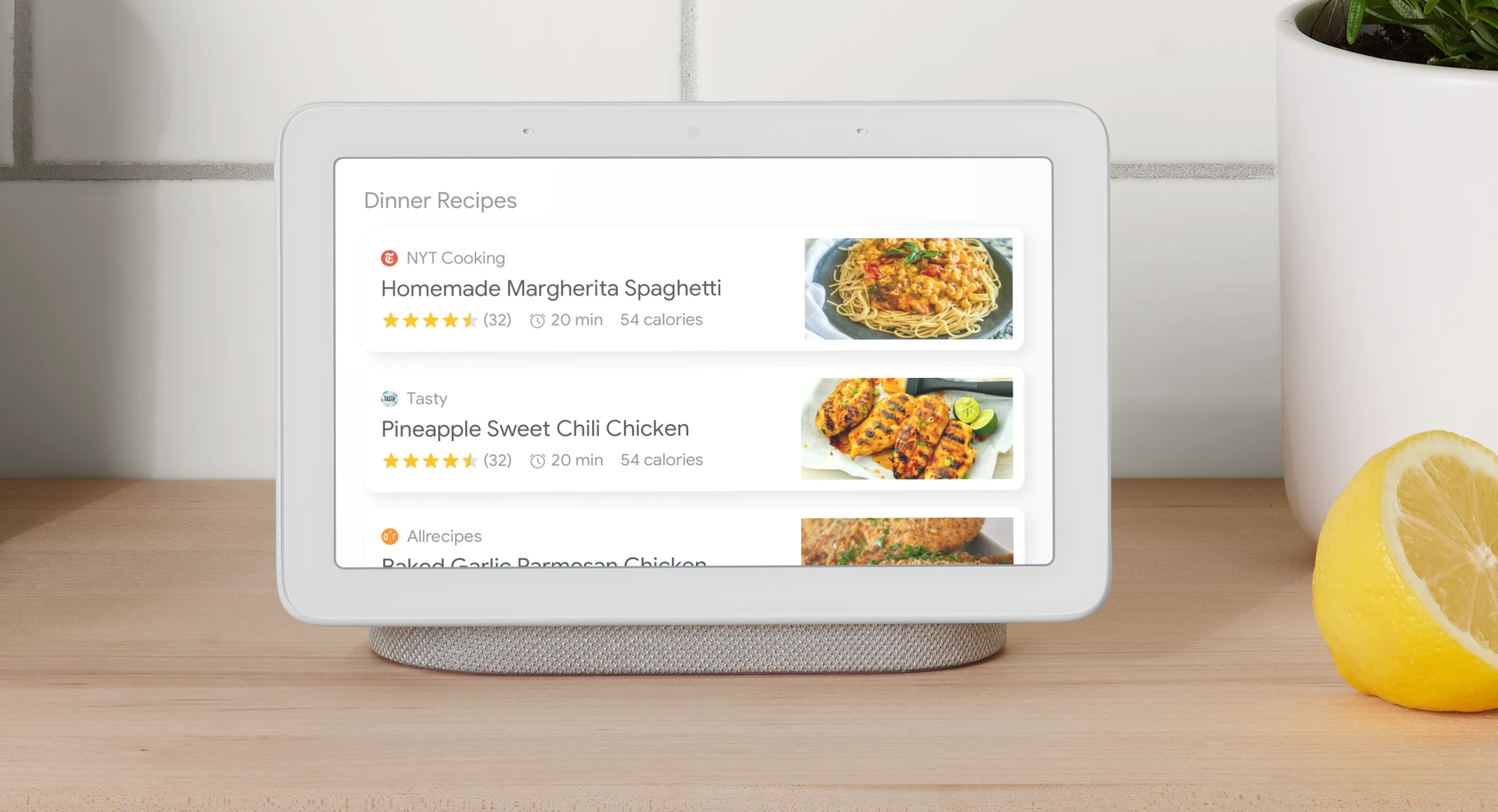Google Nest Hub dinner recipes
