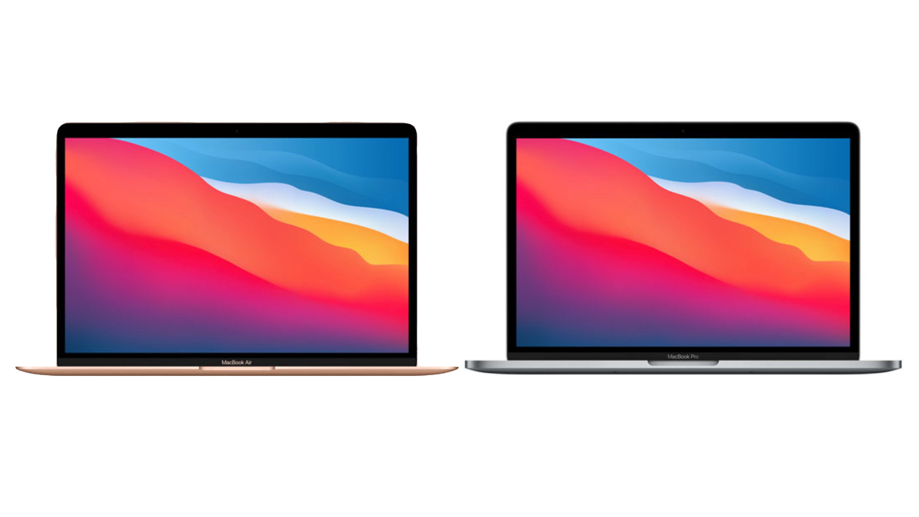 ​The new 2020 MacBook Air (left) and MacBook Pro