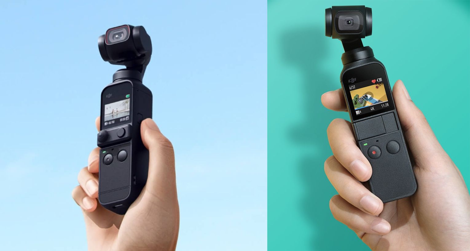 The new DJI Pocket 2 (left) and original Osmo Pocket (right)