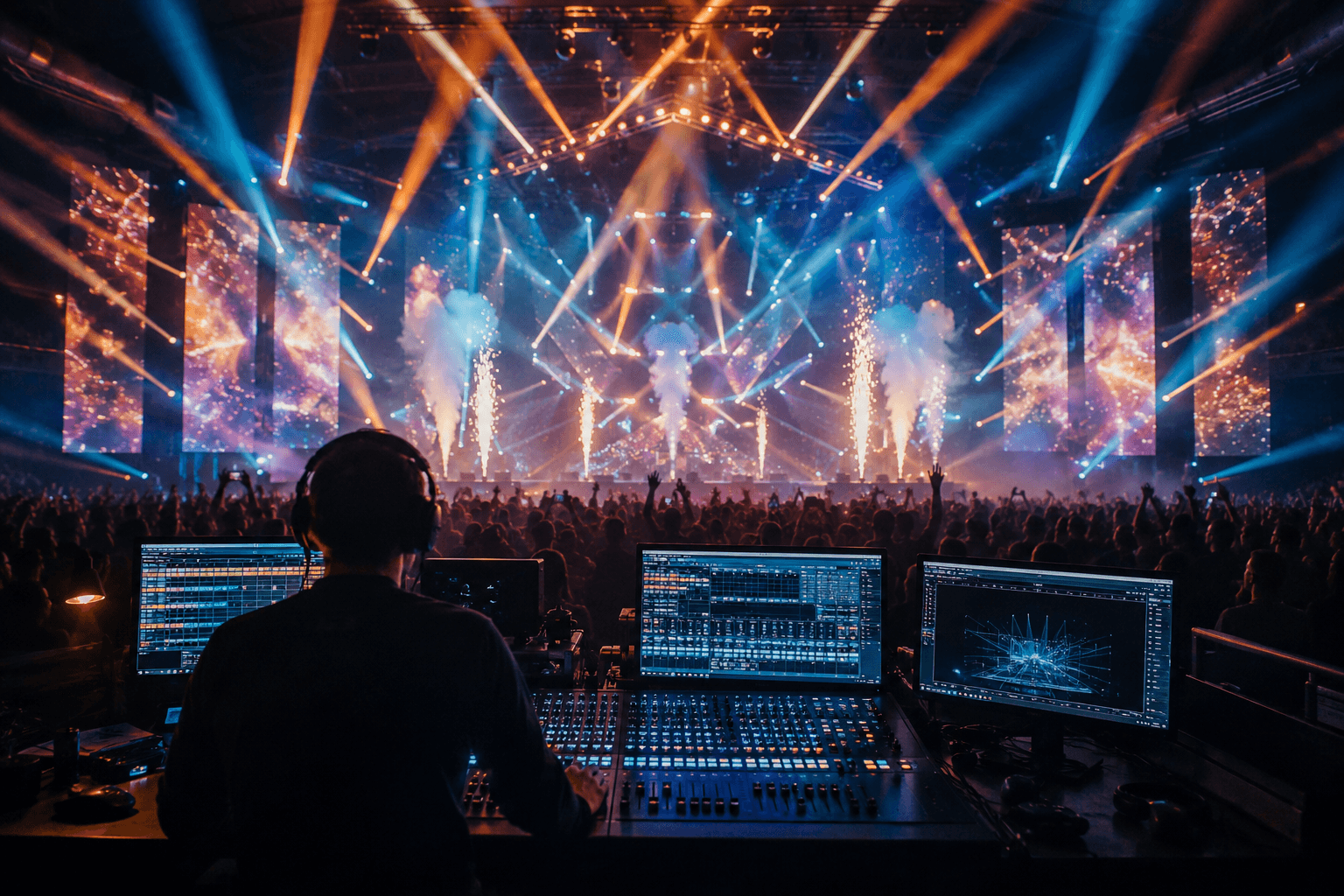 photo of a control board for lighting system used at a concert