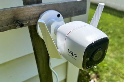 a photo of TP-Link Tapo C325WB 2K QHD Outdoor Security Wi-Fi Camera installed outside