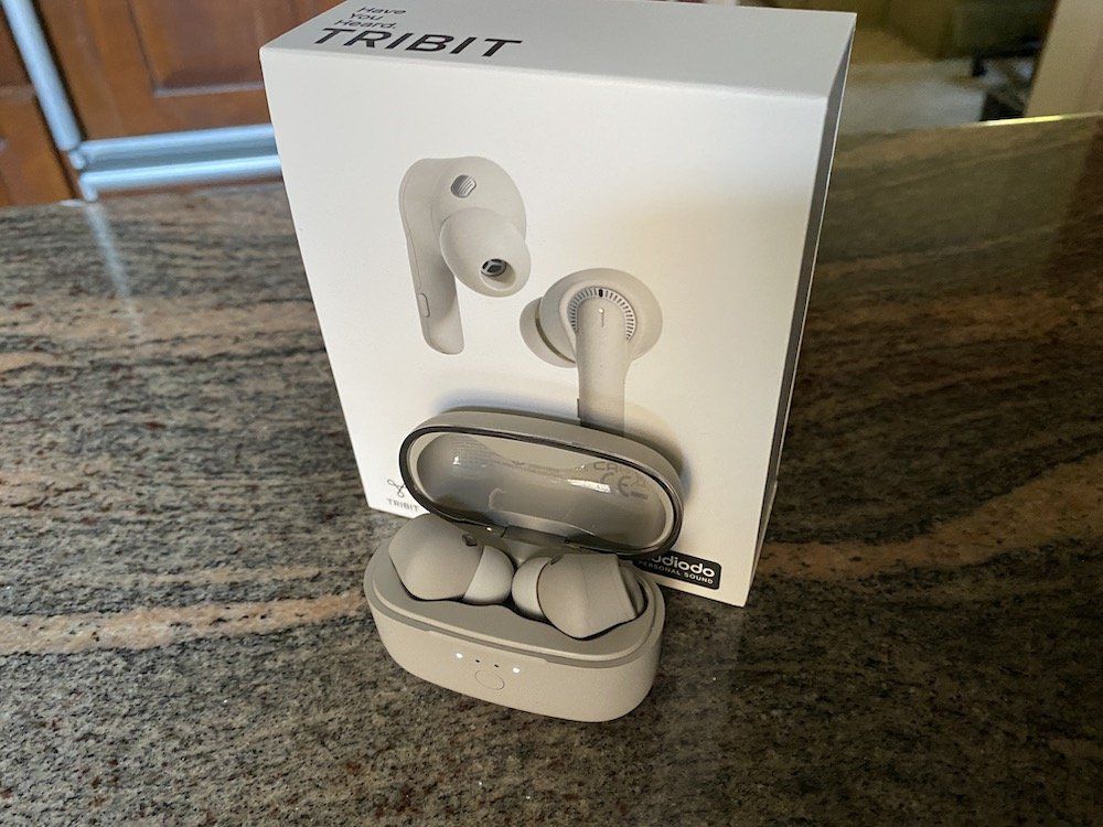 a photo of Tribit FlyBuds C1 Pro and box