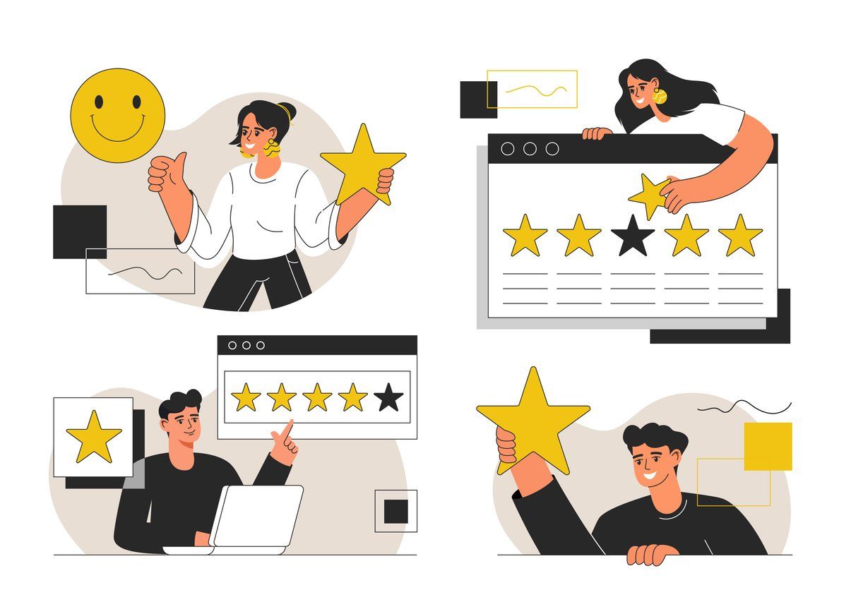 Satisfaction illustrations concept. Trendy vector style. Feedback, rating, review, customer, voting. stock illustration
