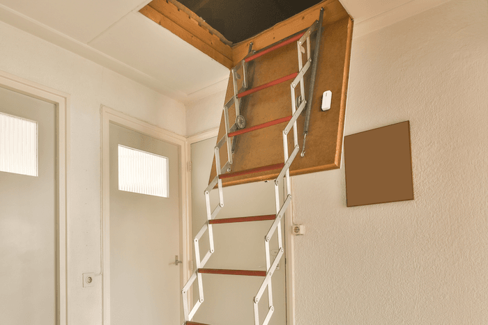 photo of abode sensor on attic stairs