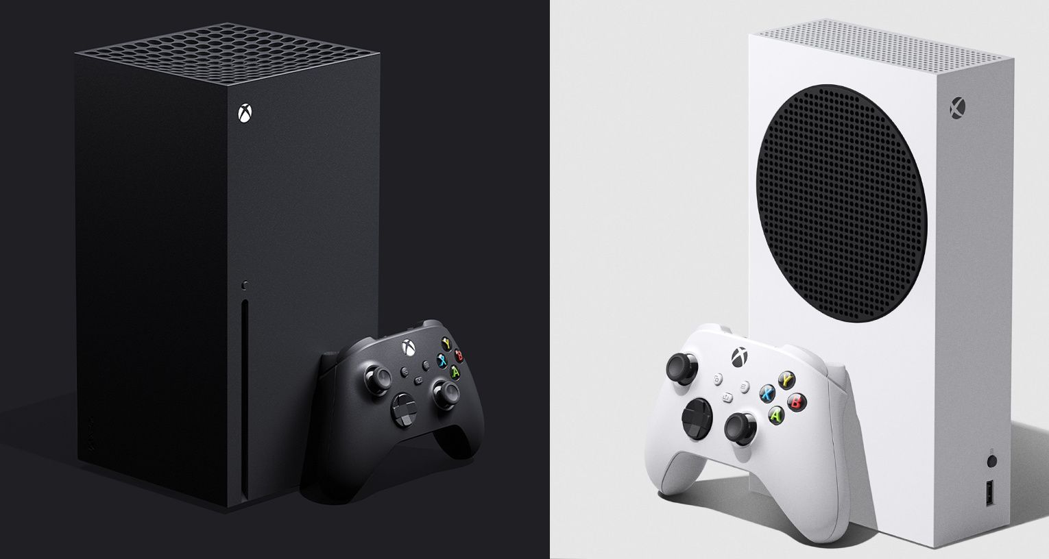Xbox Series X (left) and the smaller Series S