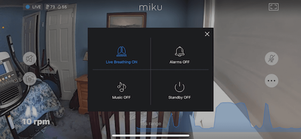 Miku app activation screen for music and alarm.