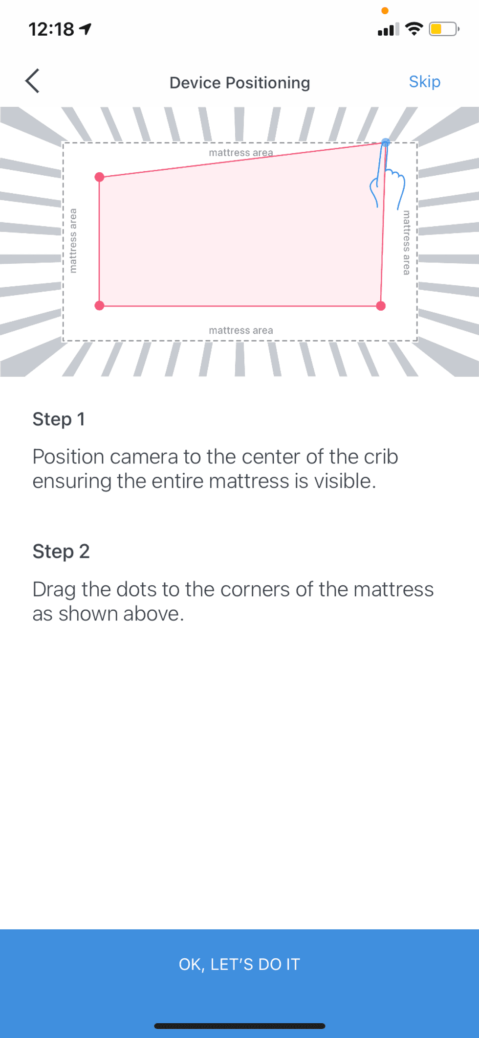 Miku app showing how to position the Miku Pro