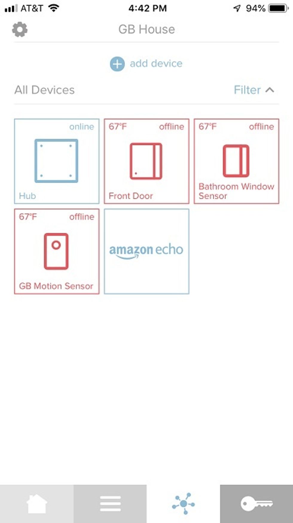 Mobile screen of scout alarm dashboard in app
