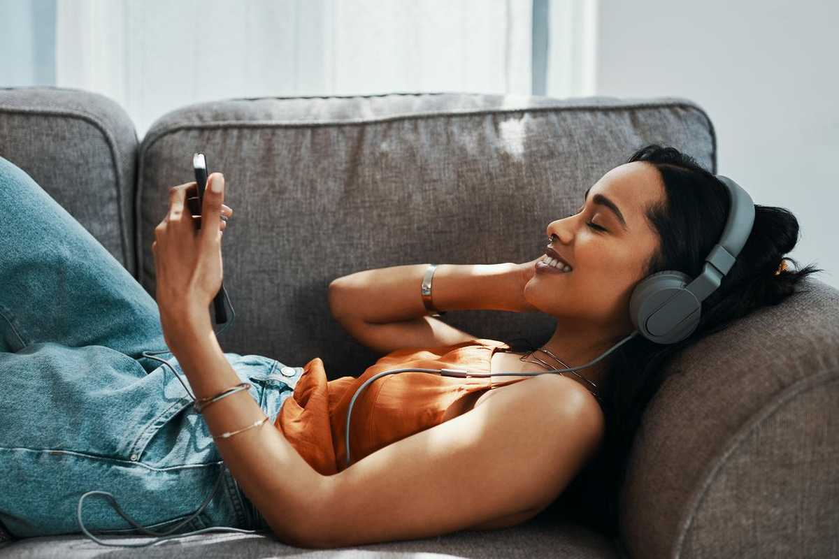 Music listening stock image