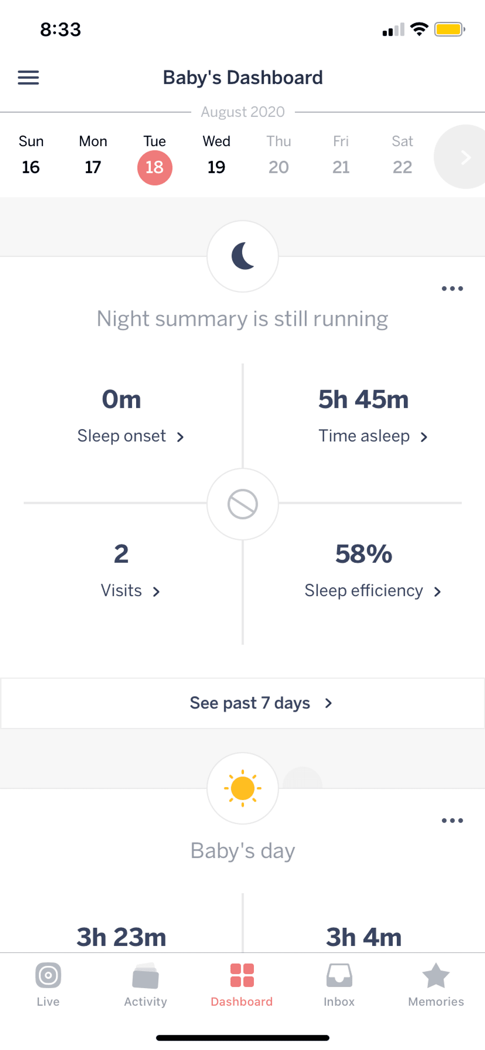 nanit app's dashboard