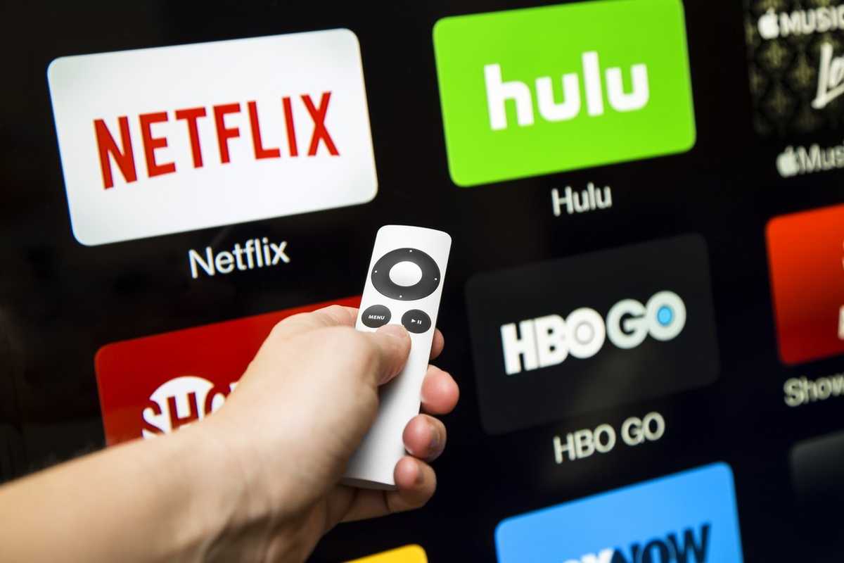 Netflix App on a Apple Tv stock photo