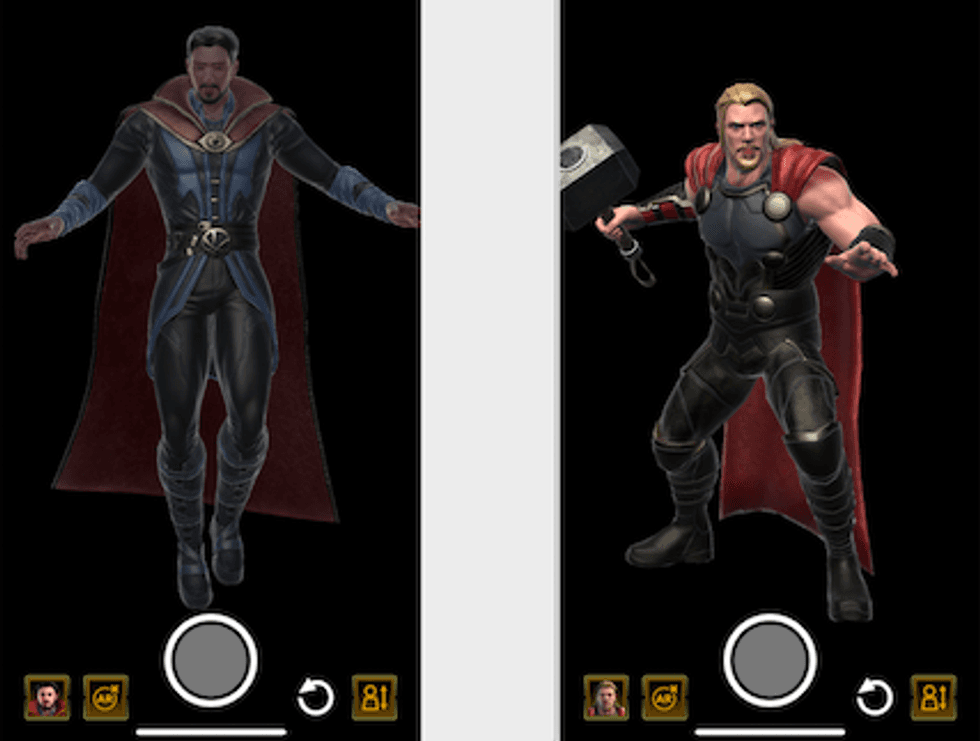 On the left, an image of Doctor Strange and on the right, Thor, seen in a screenshot