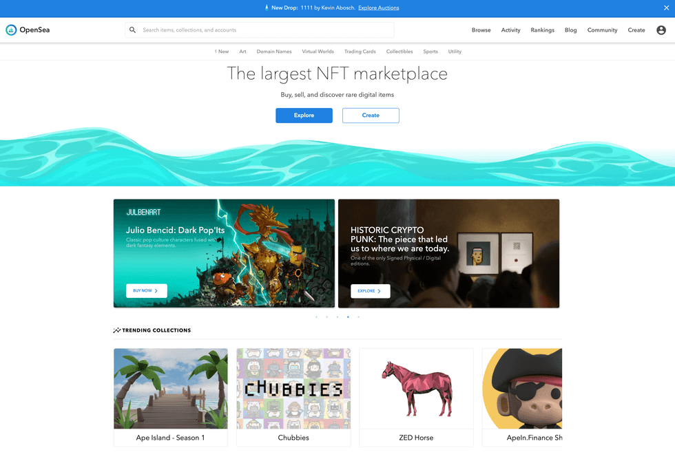 OpenSea is and NFT marketplace