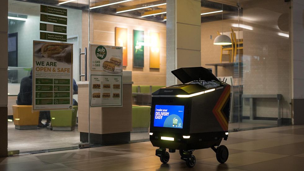 Ottonomy robot delivering food inside a mall