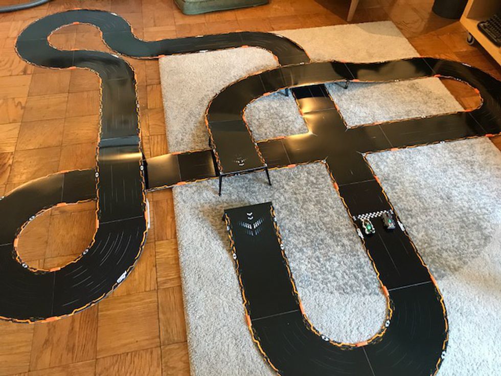 Our track, built with extra pieces from the original Anki Overdrive kit.