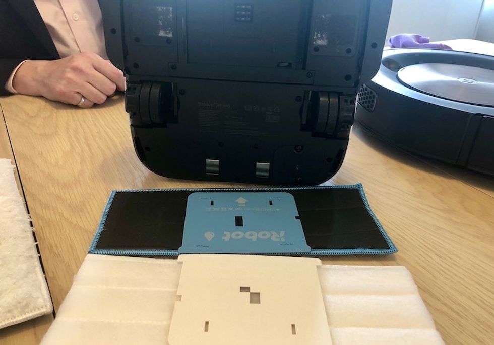 Pads for the Braava mopping robot, pictured here, come in either a reusable or a disposable design