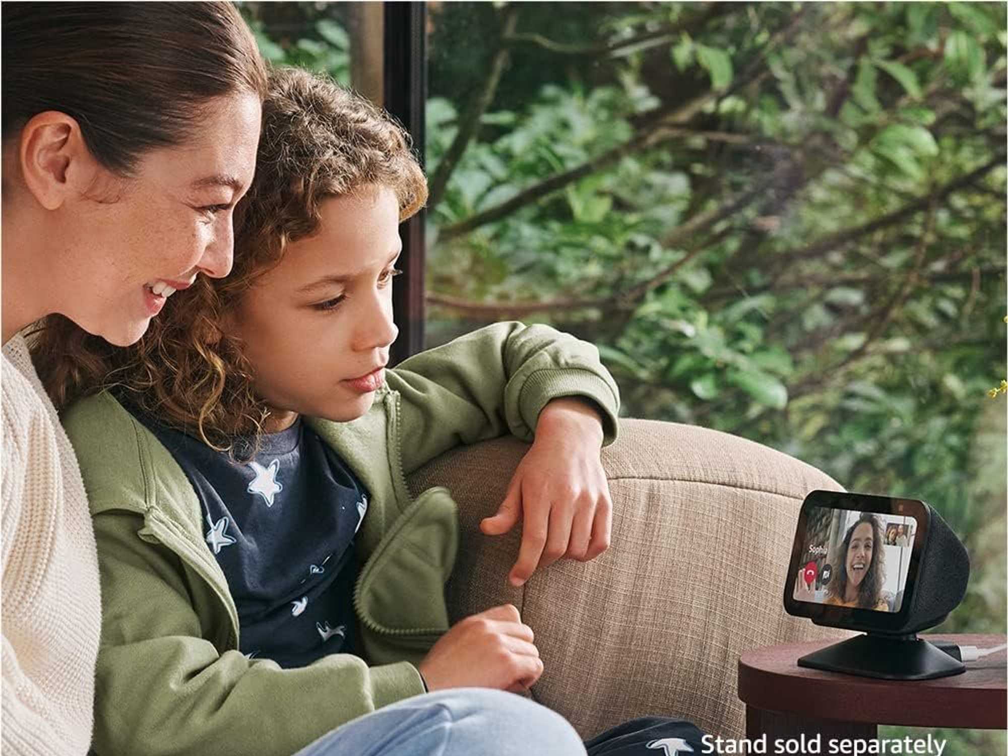 photo of a child and adult watching a video on all-new Echo Show 5 (3rd Gen, 2023 release)
