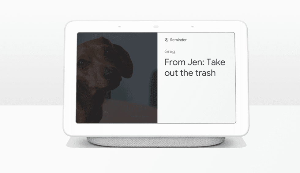 Photo of a Google Home Hub delivering a reminder