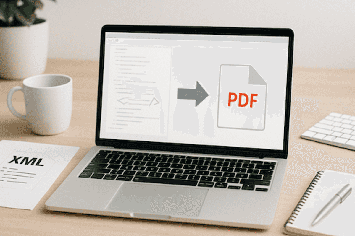 photo of a laptop showing pdf document transfer process