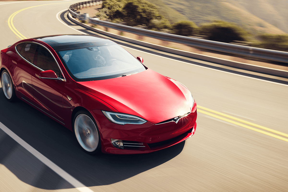 Photo of a red Tesla Model S