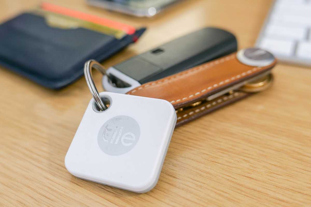 Photo of a Tile Bluetooth tracker