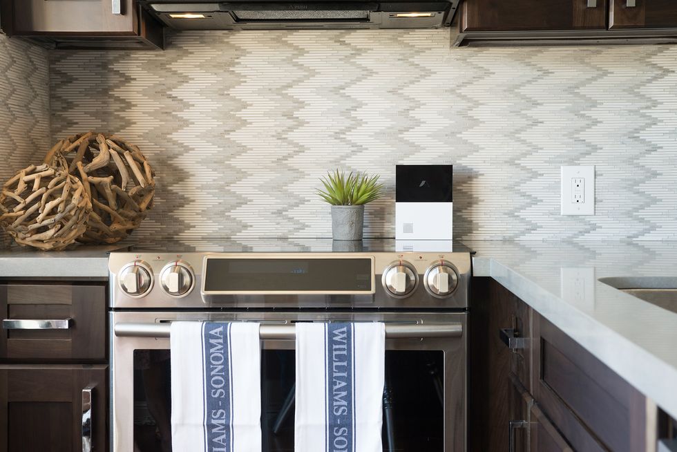 Photo of abode hub on a kitchen counter