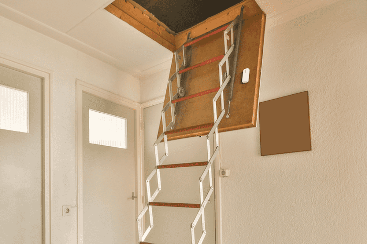 photo of abode sensor on attic stairs