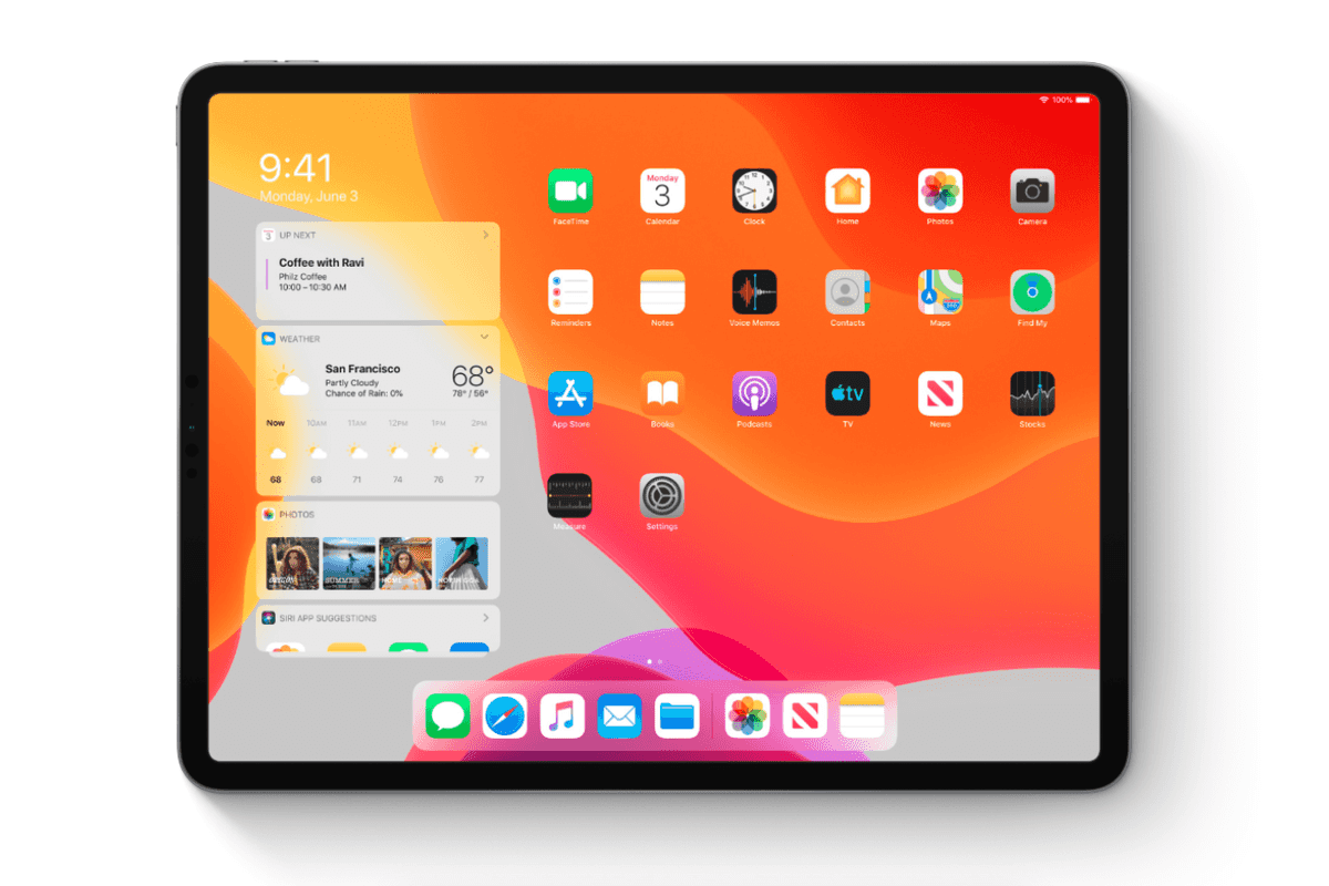 Photo of an iPad Pro running iPadOS