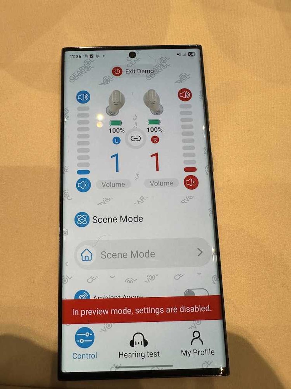 photo of Cearvol app showiing volumne controls