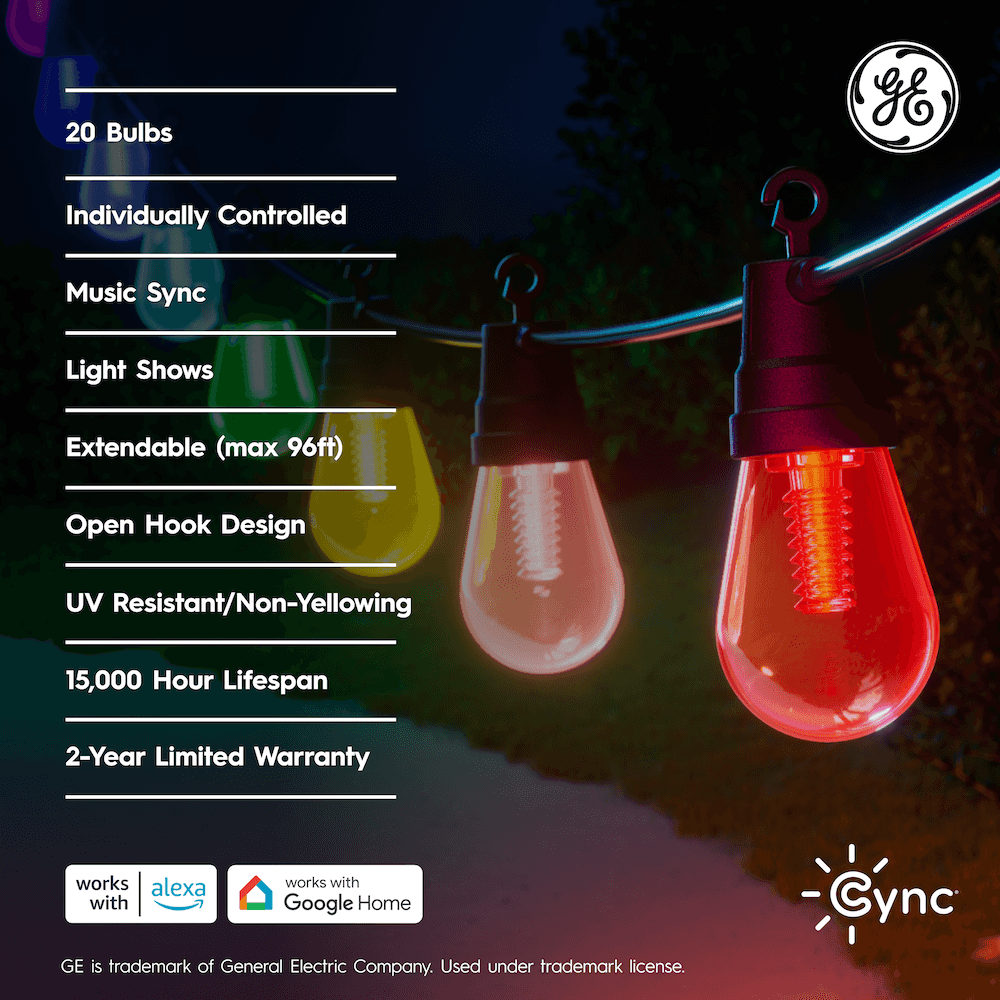 GE Cync Smart Café Lights with Alexa and Music Sync - Gearbrain