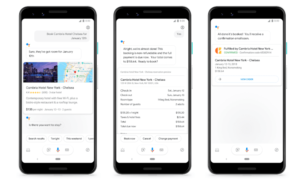 Photo of google assistant home screen on mobile app