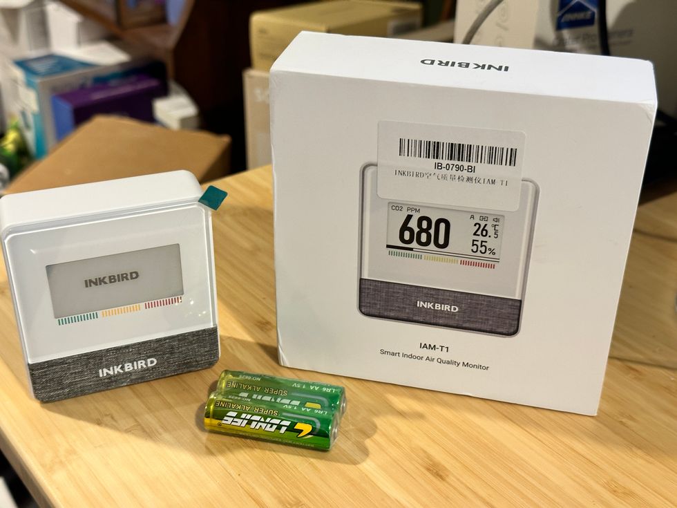 photo of INKBIRD Smart Indoor Air Quality Monitor unboxed