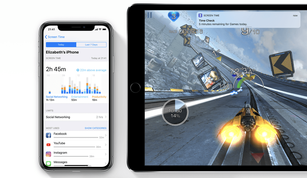 photo of iPhone showing monitoring of screen time.