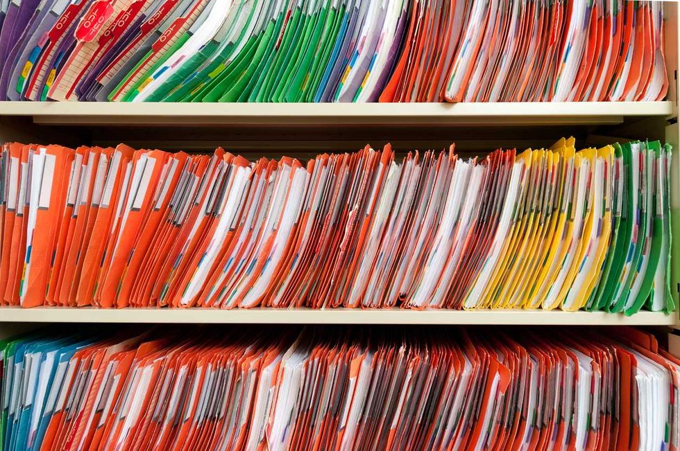 photo of medical records on a shelf