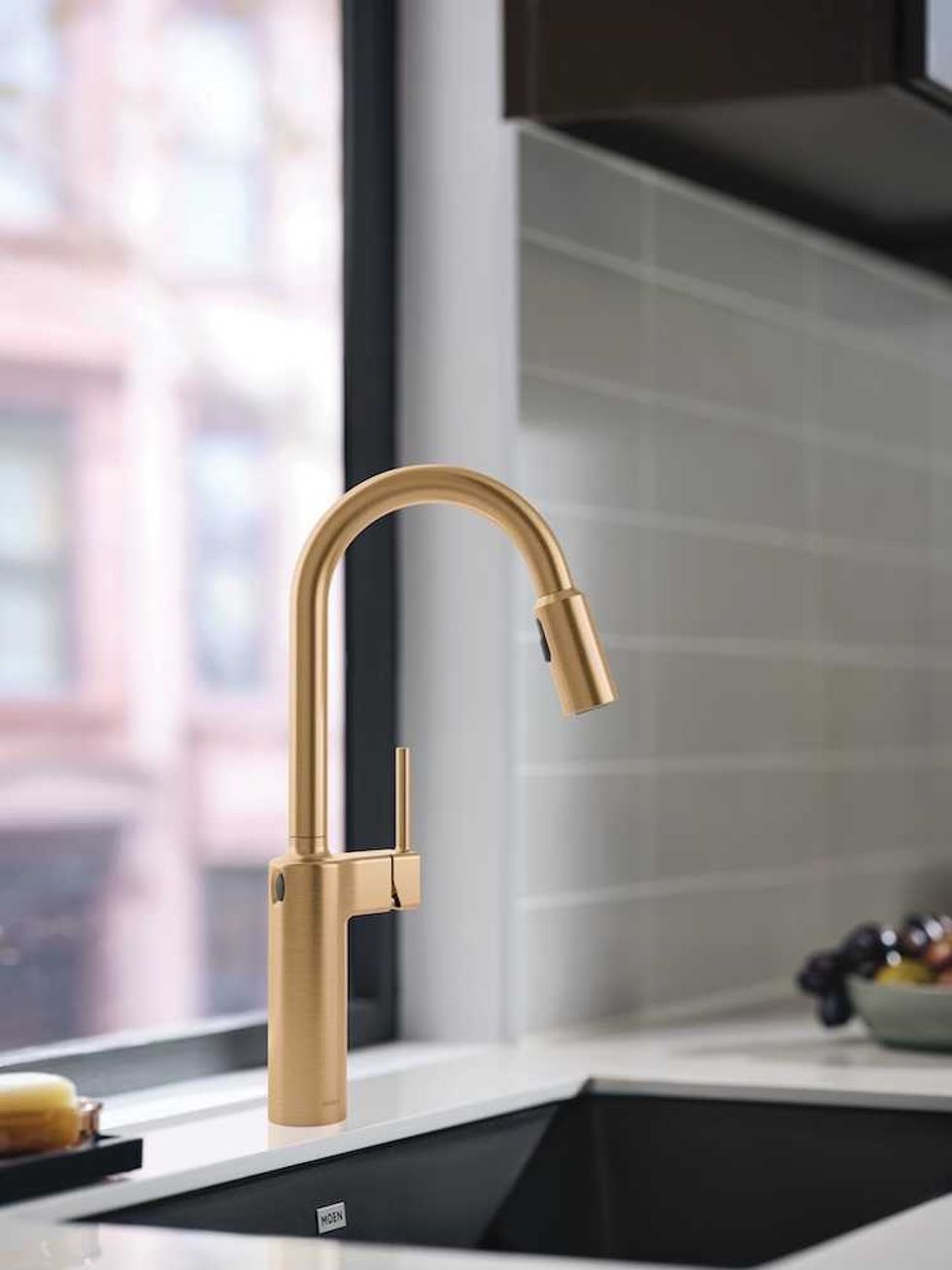 photo of Moen Inara Bronzed Gold MotionSense Wave Touchless Kitchen Faucet