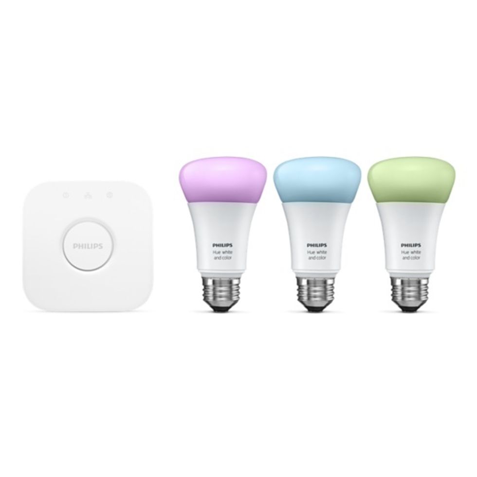 photo of Philips Hue smart light bulbs and bridge