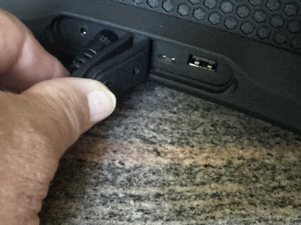 Photo of Ports on back of Rockster Cross Bluetooth Speaker