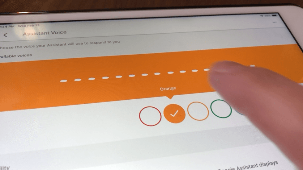 Photo of selecting the Google Assistant voice