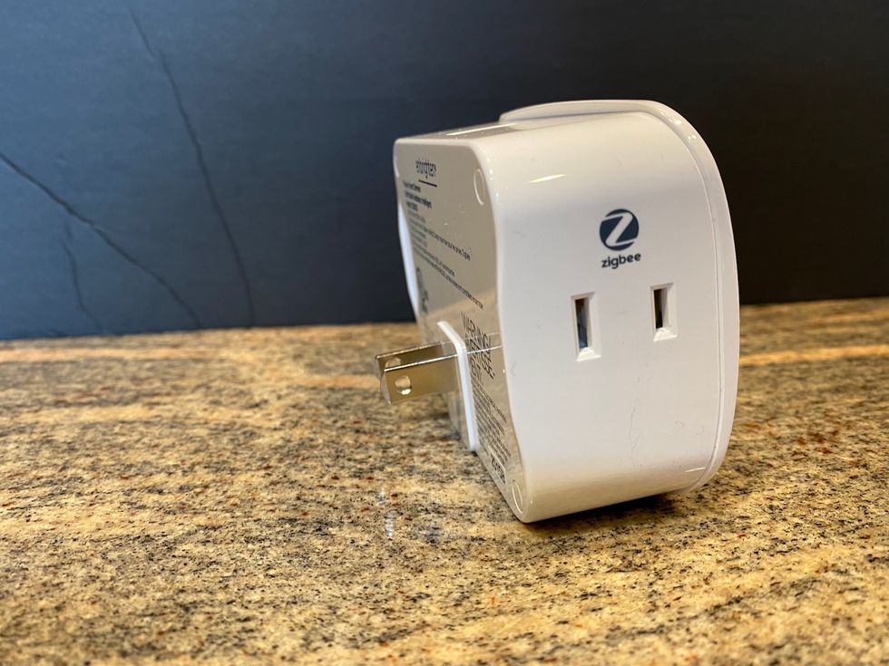 photo of side view of Enbrighten smart plug for Zigbee