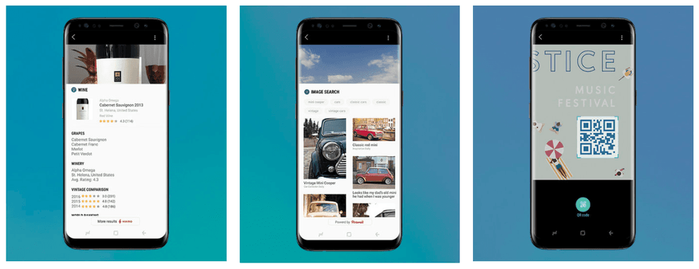 photo of smartphones showing bixby screens
