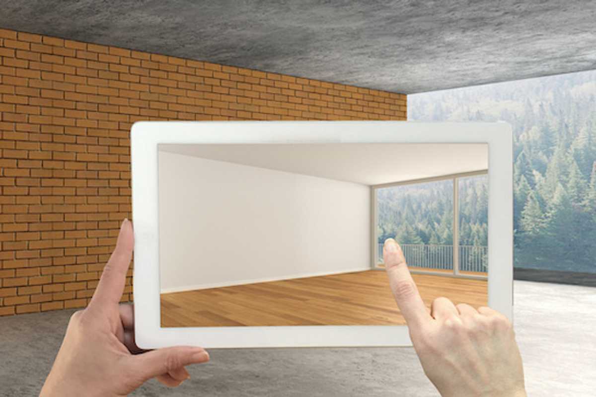 photo of tablet with AR home interior design app