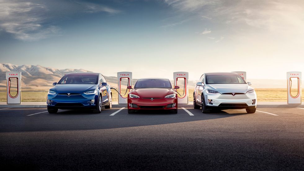 Photo of Teslas using a Supercharger