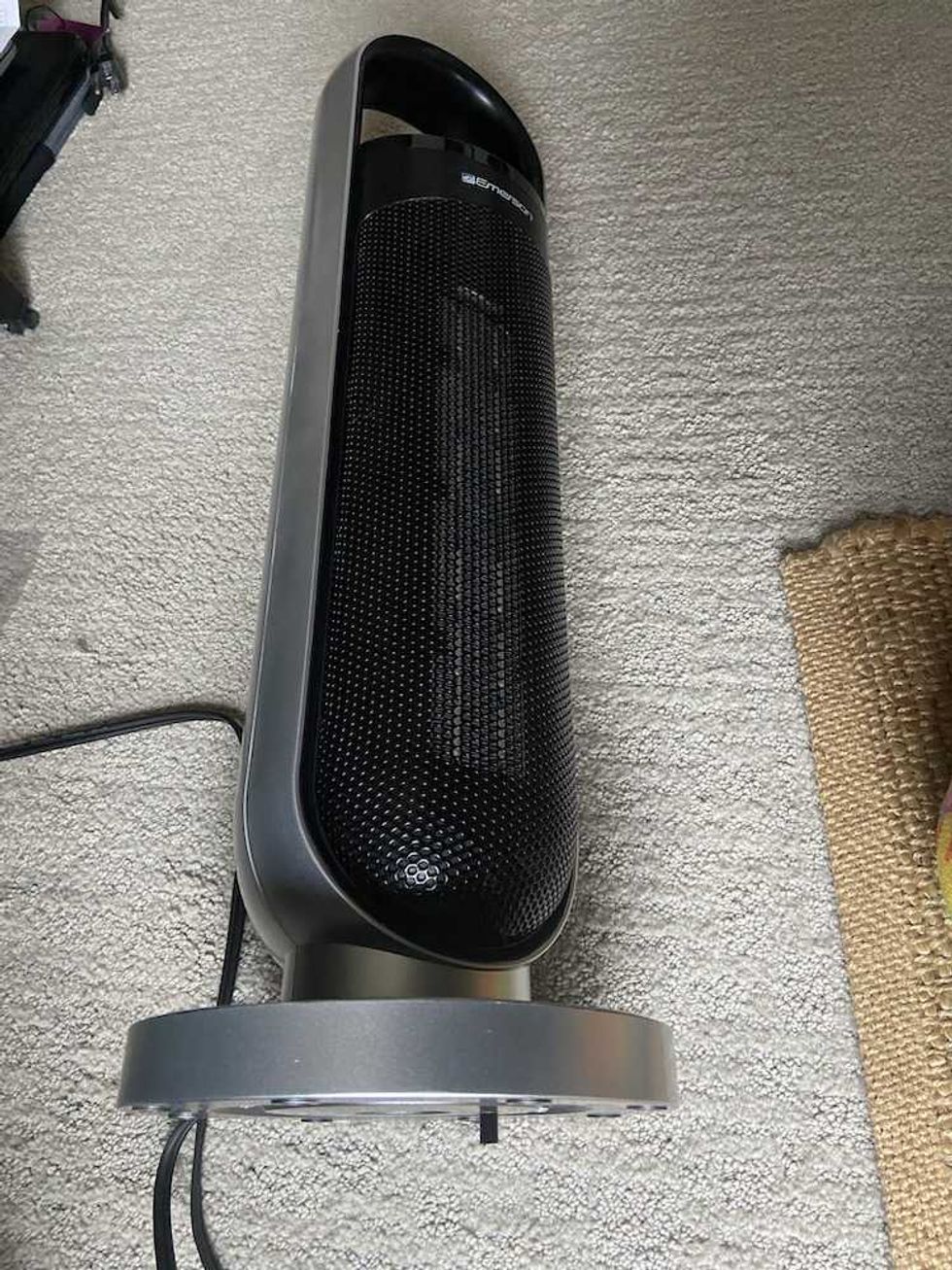 photo of the Emerson SmartVoice Fan Heater on the ground