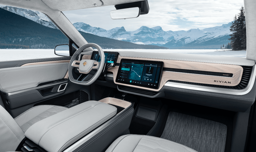 Photo of the interior of the Rivian R1S electric SUV